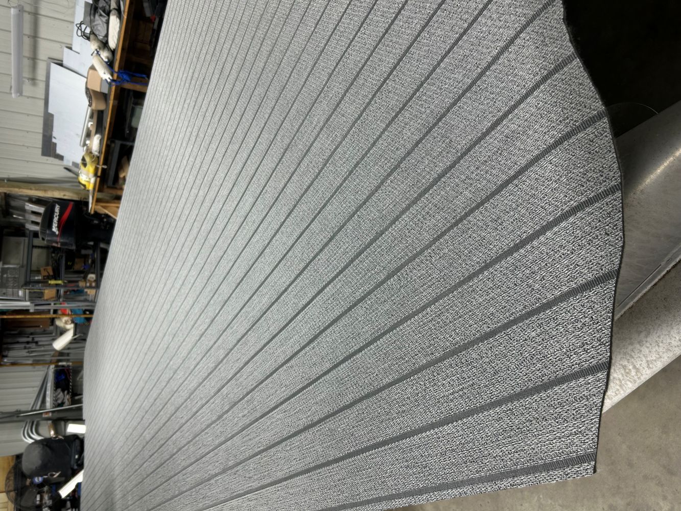 Premium Woven Vinyl Flooring Installed on Pontoon Boat Deck